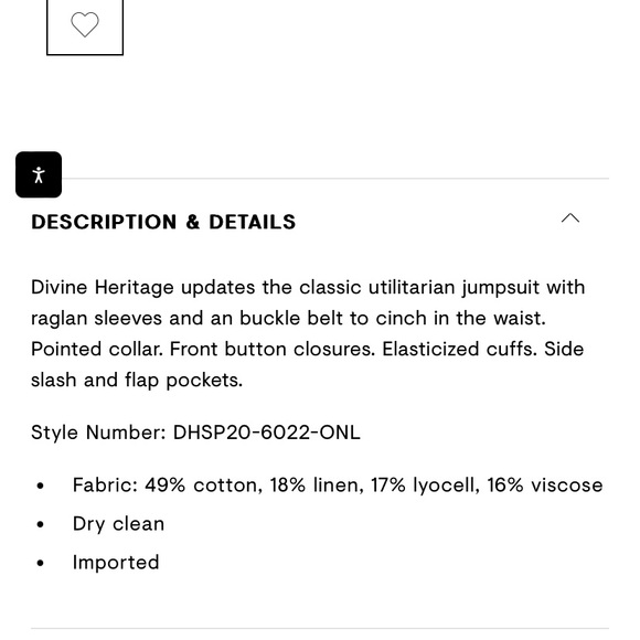 DIVINE HERITAGE XS Raglan Sleeve Utility Button-Down Jumpsuit Beige Linen Blend - Picture 4 of 16